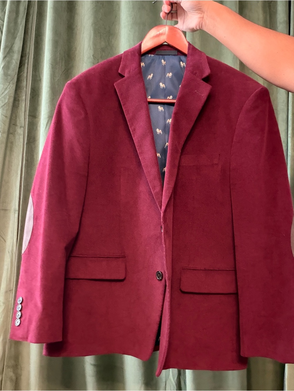 Ralph Lauren Men's Burgundy Corduroy Blazer Coat - Velvet Look
